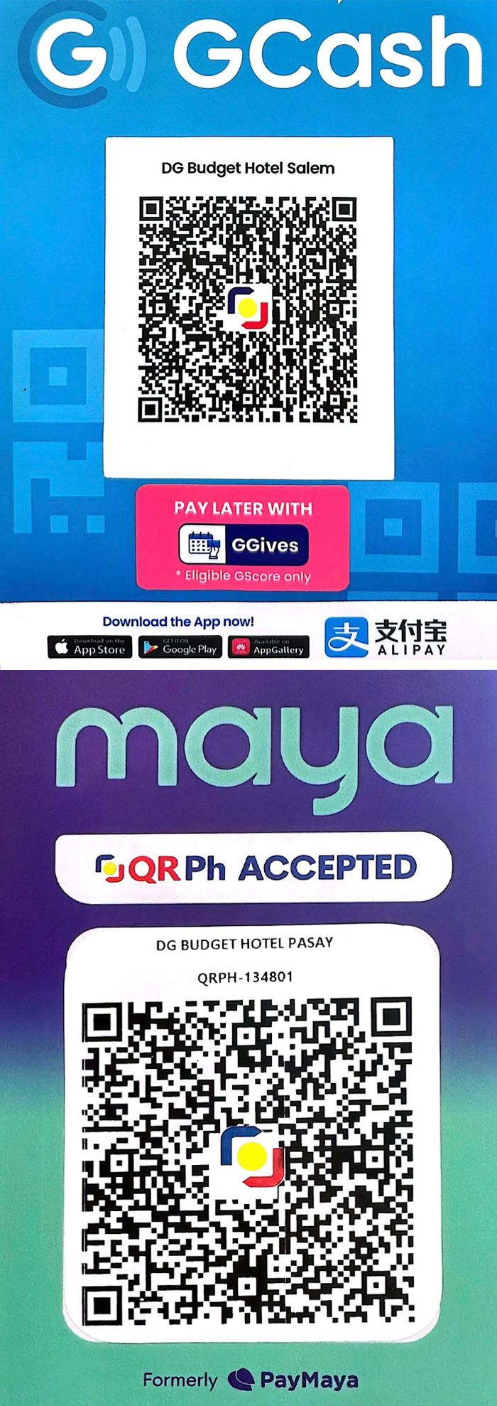 Pay at the Hotel via GCash or Paymaya